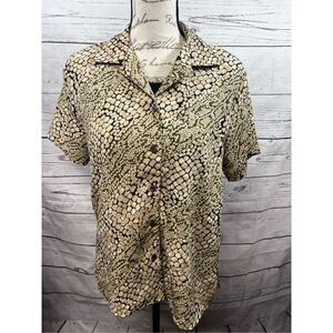 NOTATIONS CLOTHING CO. Snake Print Short Sleeve Button Down Shirt Women's Size S
